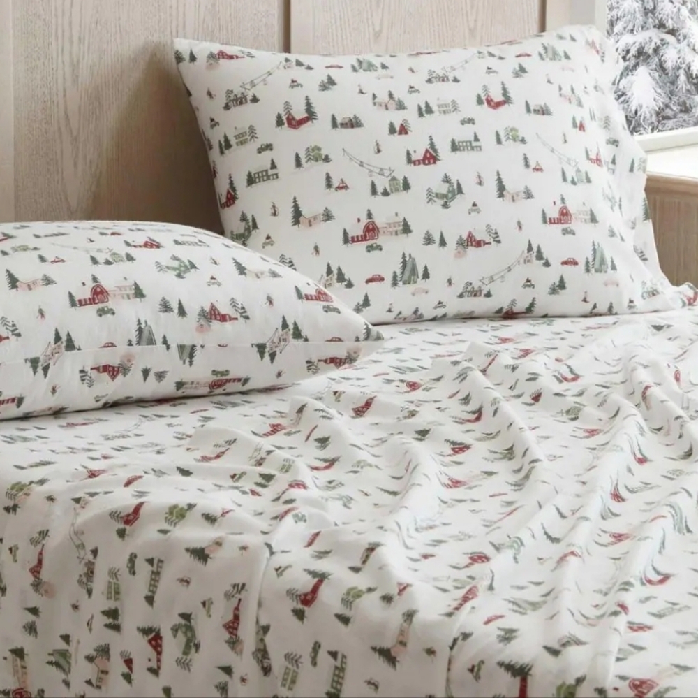 Martha Stewart Full Size Flannel Ski Village Sheets
